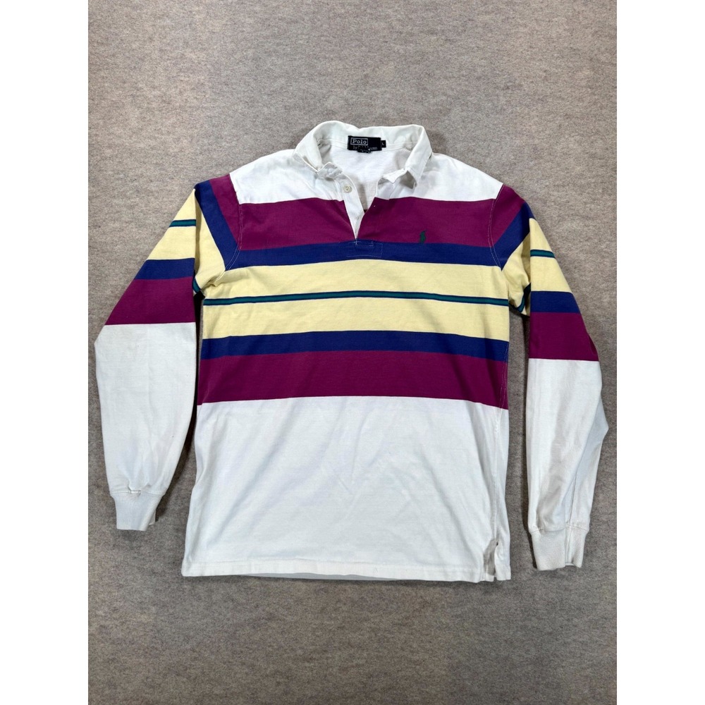 Polo Ralph Lauren Rugby Shirt Mens Large Multi Striped Cotton Performance Golf